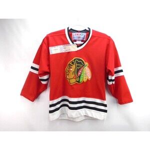 Vintage CCM NHL Chicago Blackhawks Red Hockey Jersey Youth L/XL Made in Canada
